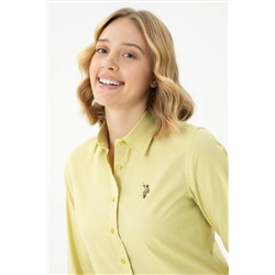 Женская базовая рубашка фисташкового цвета с длинным рукавом Неожиданная скидка в корзине