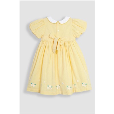 JoJo Maman Bébé Daisy Embroidered Peter Pan Smocked Party Dress