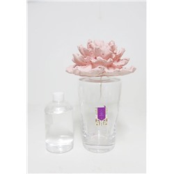 Missi Indian Breeze Большая декоративная стеклянная ваза Розовый керамический цветок Камень Жасмин Сандалии Аромат для комнаты (27 см)