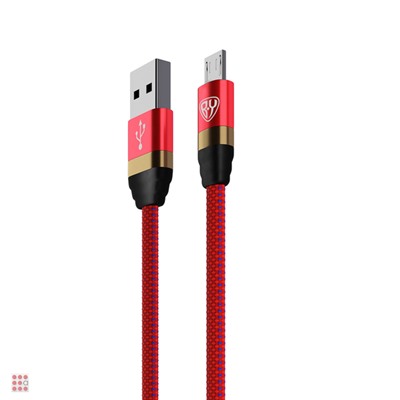 Кабель для зарядки Элегант Micro USB, 1м, 3А, быстрая зарядка QC3.0, тканевая оплётка, красный