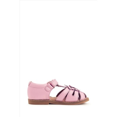 Start Rite Pink Flora Pale Leather Rip Tape Toe In Sandals