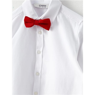 LC Waikiki Базовая поплиновая рубашка с длинными рукавами и галстуком-бабочкой для мальчика