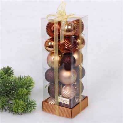 Набор шаров "Christmas" 5 см + 4 см (24 предметов), Шоколад/Шампань