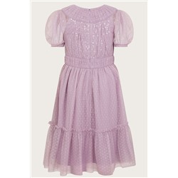 Monsoon Pueple Darcy Sequin Gathered Dress