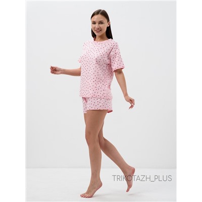 Пижама женская Лиззи-розовая (сердечки)