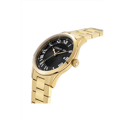 Reloj de cuarzo de acero Torcegno - Dorado y negro