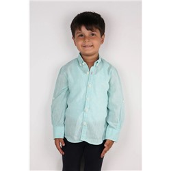 Детская рубашка из льняной смеси хлопка бирюзового цвета Ege DK2006055010028