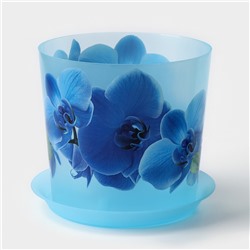 Горшок для орхидей с поддоном «Деко», 2,4 л, цвет голубой