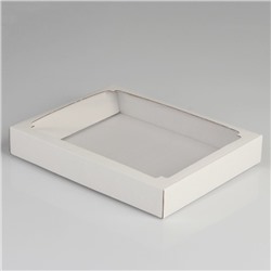 Коробка сборная, крышка-дно, с окном, белая, 26 х 21 х 4 см