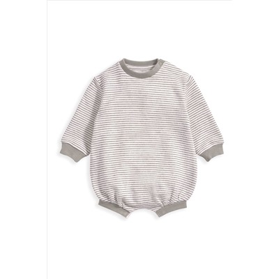 Mamas & Papas Grey Stripe Sweat Shortie Romper