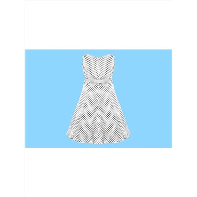 Белое платье в горошек для девочки 77402-ДЛ16