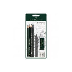 Набор карандашей ч/г Faber-Castell "Pitt Graphite", 5шт.+ластик+точилка, 2B/6B, заточен., блистер