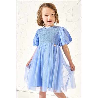 Angel & Rocket Lyra Blue Shirred Tutu Dress