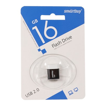 Флешка Smartbuy Lara, 16 Гб, USB2.0, чт до 25 Мб/с, зап до 15 Мб/с, черная