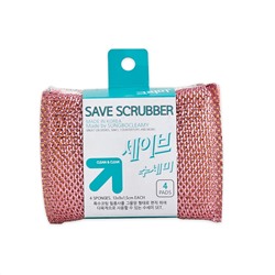 Sungbo Cleamy Набор губок для мытья посуды и кухонных поверхностей "Save Scrubber" (13 х 9 х 1,5 см) х 4 шт. / 170