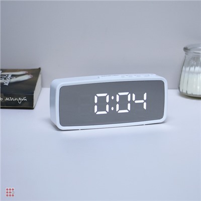 LADECOR CHRONO Будильник электронный, 14x5,7 см, USB/3xAAA, пластик, цвет белый, арт.1