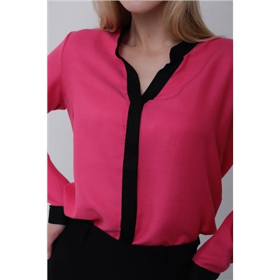 11228 Блуза розовая с чёрной отделкой (остаток: 42)