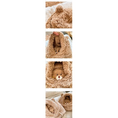 Балаклава детская зимняя, арт КД99, цвет:медведь бежевый
