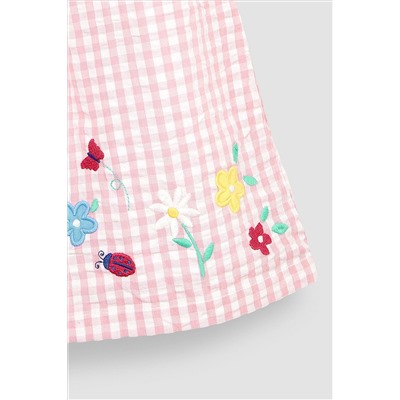 JoJo Maman Bébé Daisy Applique Gingham Pretty Summer Dress