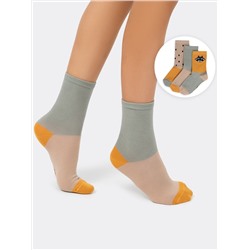 Мультипак детских высоких носков (3 пары) с енотом и черточками