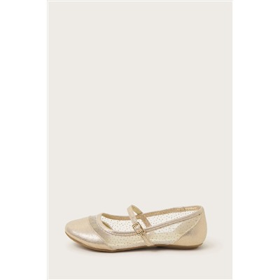 Monsoon Gold Shimmer Princess Ballerina Flats