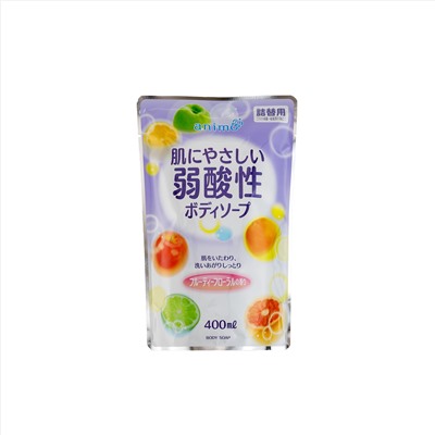 Rocket Soap Слабокислотное жидкое мыло "Animo Fruity Floral" для тела (с фруктово-цветочным ароматом) 400 мл, мягкая упаковка / 20