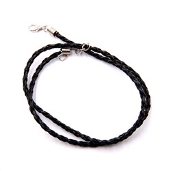 Шнурок длиный Черный sew758-6 для подвесок 45см с металлической застежкой и цепочкой
