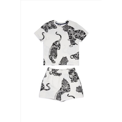 Chelsea Peers Organic Cotton Lotus Tiger Print Short Pyjama Set