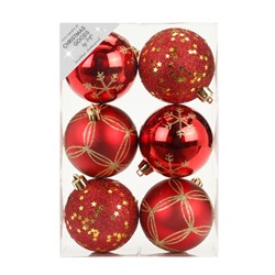 Набор ёлочных шаров INGE'S Christmas Decor 81075G003 d 8 см, красный (6 шт)