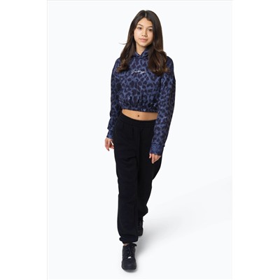 Hype. Kids Mono Leopard Crop Black Hoodie