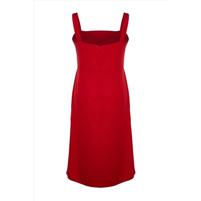 Красное тканое платье с разрезом TBBSS22AH0202