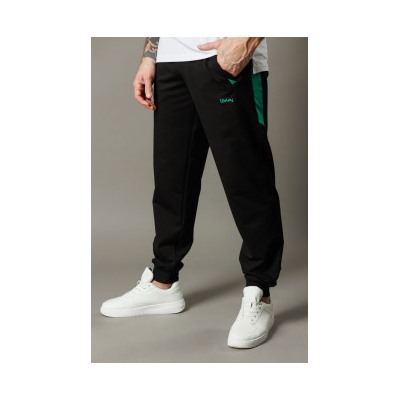 Спортивные брюки М-1220: Чёрный / Зелёный