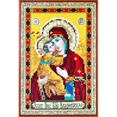 Алмазная мозаика/ подрамник/ частичная выкладка/ 30х40см/ арт.Х200 Икона Владимирской Божьей Матери