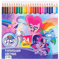 Карандаши 24 цвета, заточенные, шестигранные, картонная упаковка, европодвес, "Пинки Пай", My Little Pony
