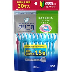 LION Y-образная зубная нить "Clinica" для чистки межзубного пространства 30 шт. / 40