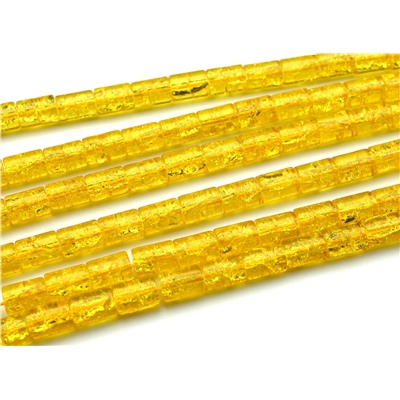 Бусины из сахарного кварца тонированного цилиндр 8*12мм цв.желтый, 37см, 32 бусины
