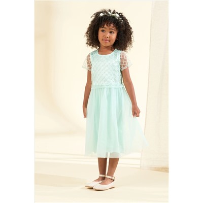 Angel & Rocket Green Anya Beaded Tulle Dress