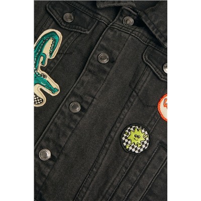 Monsoon Badge Denim Black Waistcoat