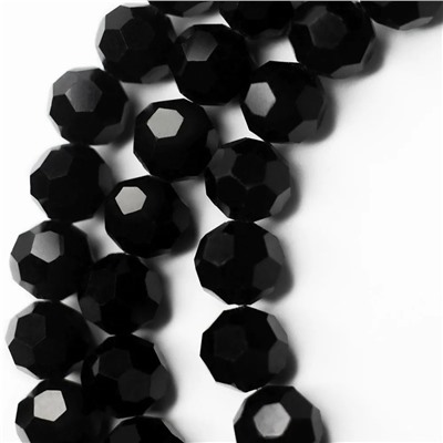 Бусина, стекло 10, граненая, цвет черный, 10 мм