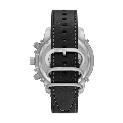 Reloj de cuarzo de piel - Cronógrafo - Negro y plateado