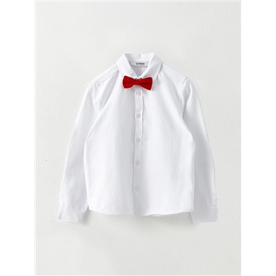 LC Waikiki Базовая поплиновая рубашка с длинными рукавами и галстуком-бабочкой для мальчика