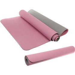 Коврик для йоги 6 мм 183х80 см "Энергия" 2х сторонний TPE, розовый/серый