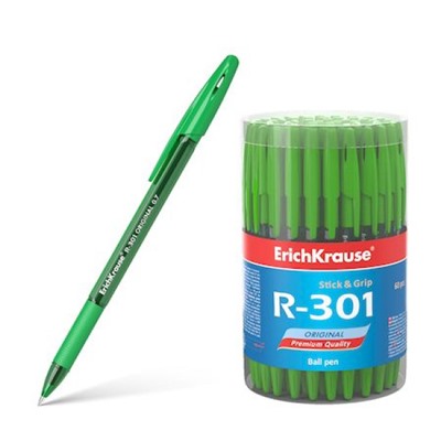 Ручка шариковая R-301 Original Stick.Grip зеленая 0.7мм 55384 ErichKrause