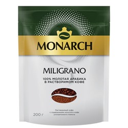 Кофе молотый в растворимом MONARCH "Miligrano" 200 г, сублимированный, 8052484