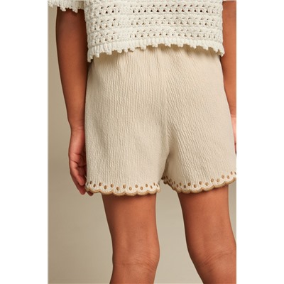 Neutral Embroidered Shorts (3-16yrs)