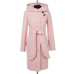 01-11104 Пальто женское демисезонное (пояс) валяная шерсть розовый