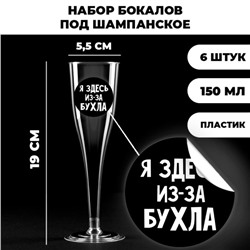 Набор пластиковых бокалов под шампанское «Happy Birthday» 150 мл