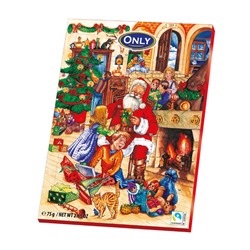 Шоколадный календарь ONLY Санта Клаус (красный) 75 гр