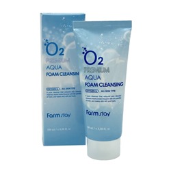 FarmStay O2 Premium Aqua Foam Cleansing Кислородная увлажняющая пенка для умывания 100мл
