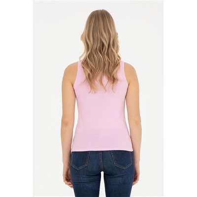 Женская розовая футболка без рукавов с круглым вырезом Скидка 50% в корзине